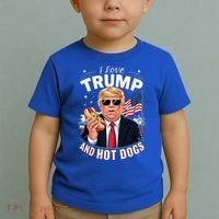 I Love Trump And Hot Dogs Hilarious Conservative Toddler T-Shirt thumb 2
