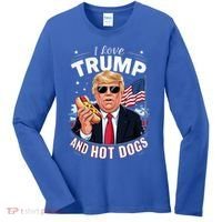 I Love Trump And Hot Dogs Hilarious Conservative Women's Long Sleeve Shirt thumb 0