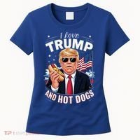 I Love Trump And Hot Dogs Hilarious Conservative Women's T-Shirt thumb 0