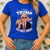 I Love Trump And Hot Dogs Hilarious Conservative Women's T-Shirt thumb 2