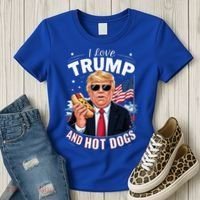 I Love Trump And Hot Dogs Hilarious Conservative Women's T-Shirt thumb 3