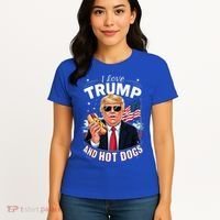 I Love Trump And Hot Dogs Hilarious Conservative Women's T-Shirt thumb 4