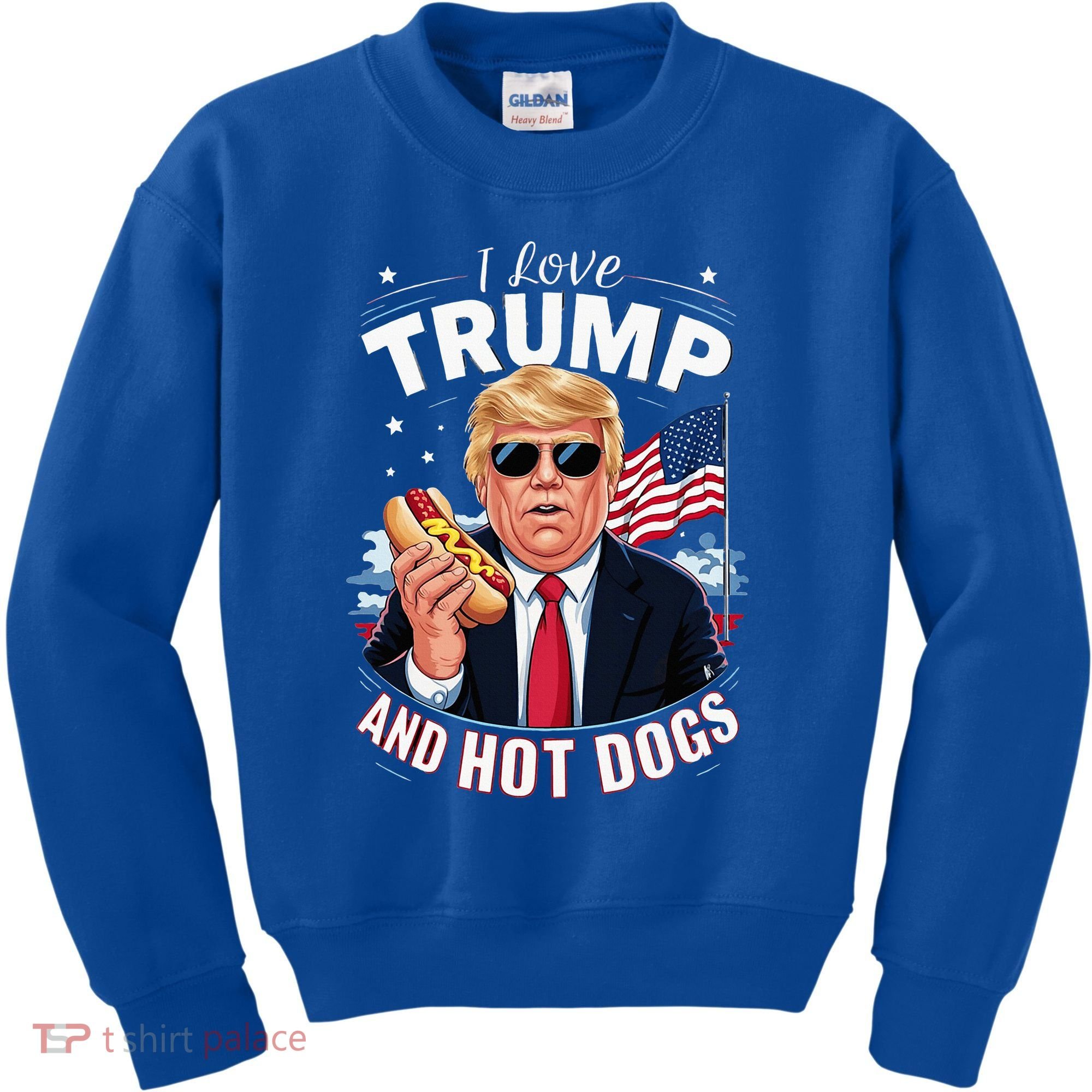 I Love Trump And Hot Dogs Hilarious Conservative Kids Sweatshirt