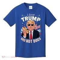 I Love Trump And Hot Dogs Hilarious Conservative Kids T-Shirt thumb 0