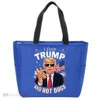 I Love Trump And Hot Dogs Hilarious Conservative Tote Bag thumb 0