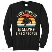 I Like Turtles And Maybe 3 People Turtle Reptile Lover Retro Sweatshirt thumb 0