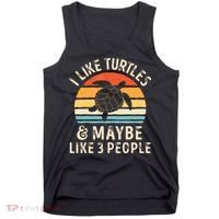 I Like Turtles And Maybe 3 People Turtle Reptile Lover Retro Tank Top thumb 0