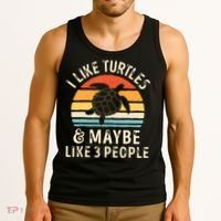 I Like Turtles And Maybe 3 People Turtle Reptile Lover Retro Tank Top thumb 3