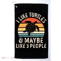 I Like Turtles And Maybe 3 People Turtle Reptile Lover Retro Golf Towel thumb 0