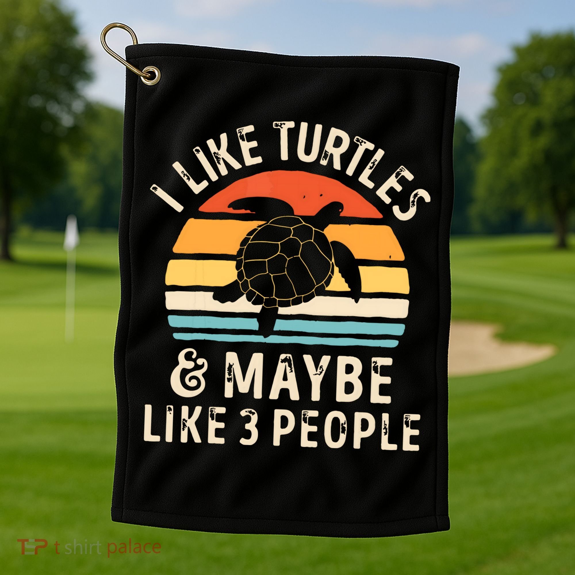 I Like Turtles And Maybe 3 People Turtle Reptile Lover Retro Golf Towel