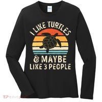 I Like Turtles And Maybe 3 People Turtle Reptile Lover Retro Women's Long Sleeve Shirt thumb 0