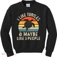 I Like Turtles And Maybe 3 People Turtle Reptile Lover Retro Kids Sweatshirt thumb 0