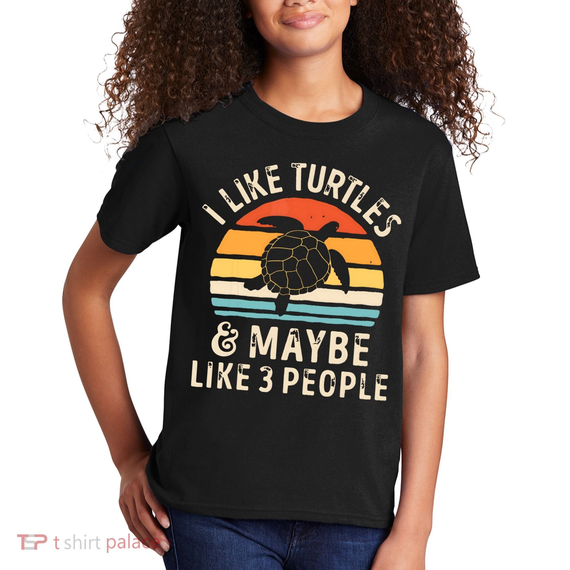 I Like Turtles And Maybe 3 People Turtle Reptile Lover Retro Kids T-Shirt