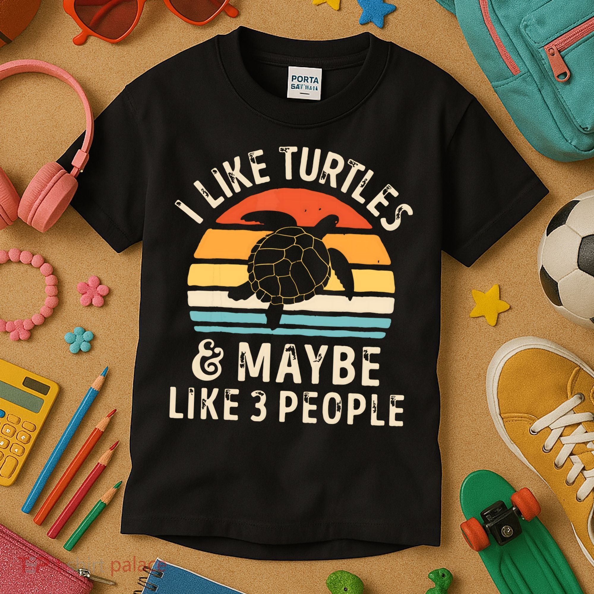 I Like Turtles And Maybe 3 People Turtle Reptile Lover Retro Kids T-Shirt