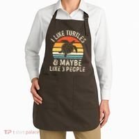 I Like Turtles And Maybe 3 People Turtle Reptile Lover Retro Apron thumb 2