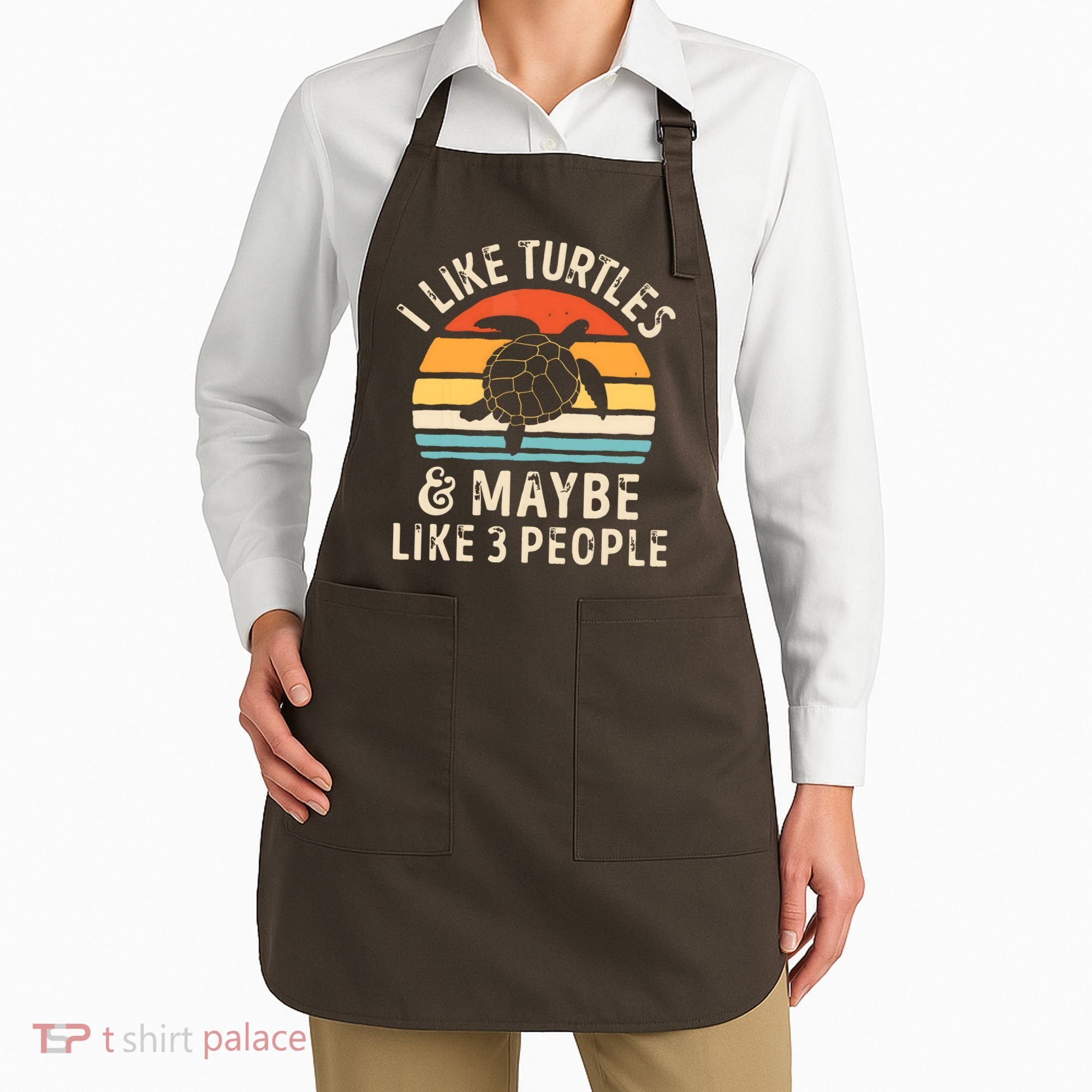 I Like Turtles And Maybe 3 People Turtle Reptile Lover Retro Apron