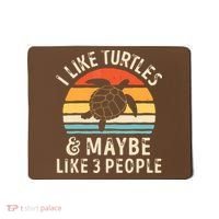 I Like Turtles And Maybe 3 People Turtle Reptile Lover Retro Mousepad thumb 0