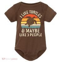I Like Turtles And Maybe 3 People Turtle Reptile Lover Retro Baby Bodysuit thumb 0