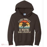 I Like Turtles And Maybe 3 People Turtle Reptile Lover Retro Kids Hoodie thumb 0