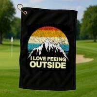 I Love To Pee Outside Funny Outdoor Man Camping Golf Towel thumb 1