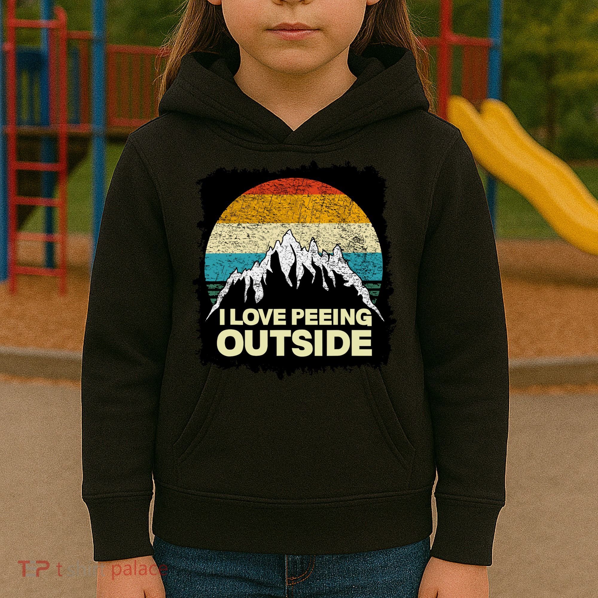 I Love To Pee Outside Funny Outdoor Man Camping Kids Hoodie