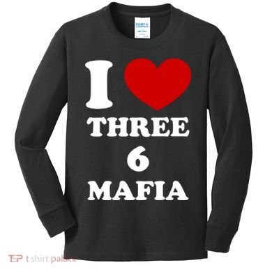 I Love Three 6 Mafia Limited Kids Long Sleeve Shirt