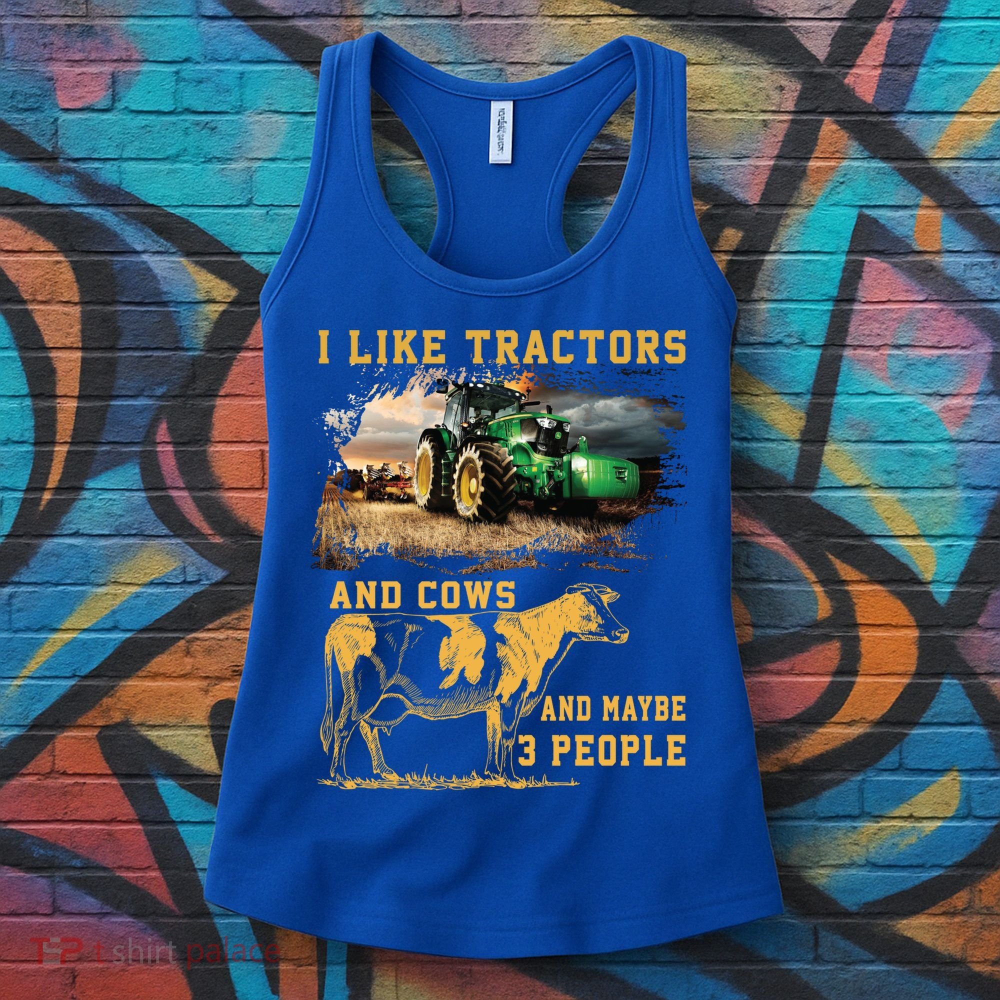 I Like Tractors And Cows And Maybe 3 People Cool Farmer Cool Gift Women's Tank Top