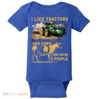 I Like Tractors And Cows And Maybe 3 People Cool Farmer Cool Gift Baby Bodysuit thumb 0