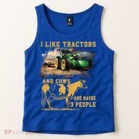 I Like Tractors And Cows And Maybe 3 People Cool Farmer Cool Gift Tank Top thumb 2