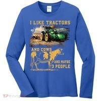 I Like Tractors And Cows And Maybe 3 People Cool Farmer Cool Gift Women's Long Sleeve Shirt thumb 0