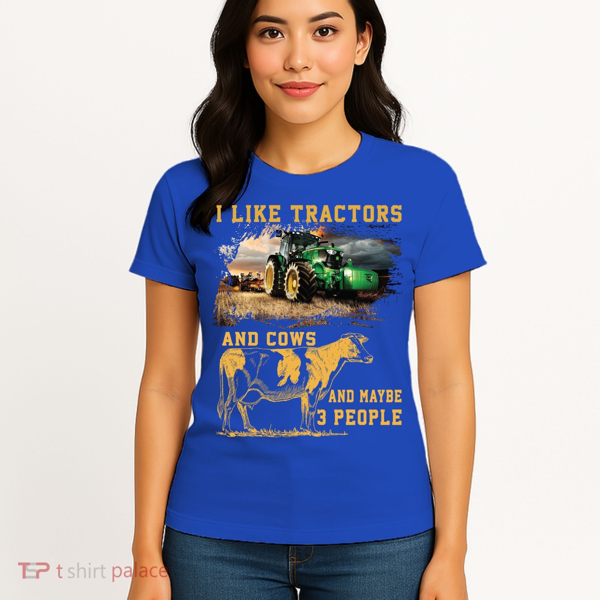 I Like Tractors And Cows And Maybe 3 People Cool Farmer Cool Gift Women's T-Shirt