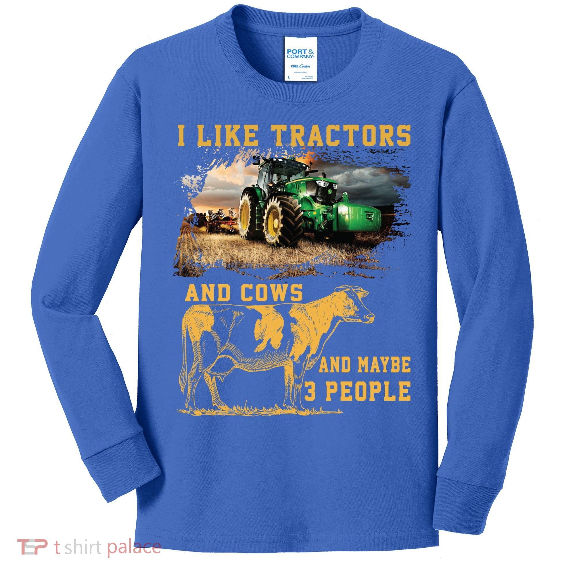 I Like Tractors And Cows And Maybe 3 People Cool Farmer Cool Gift Kids Long Sleeve Shirt