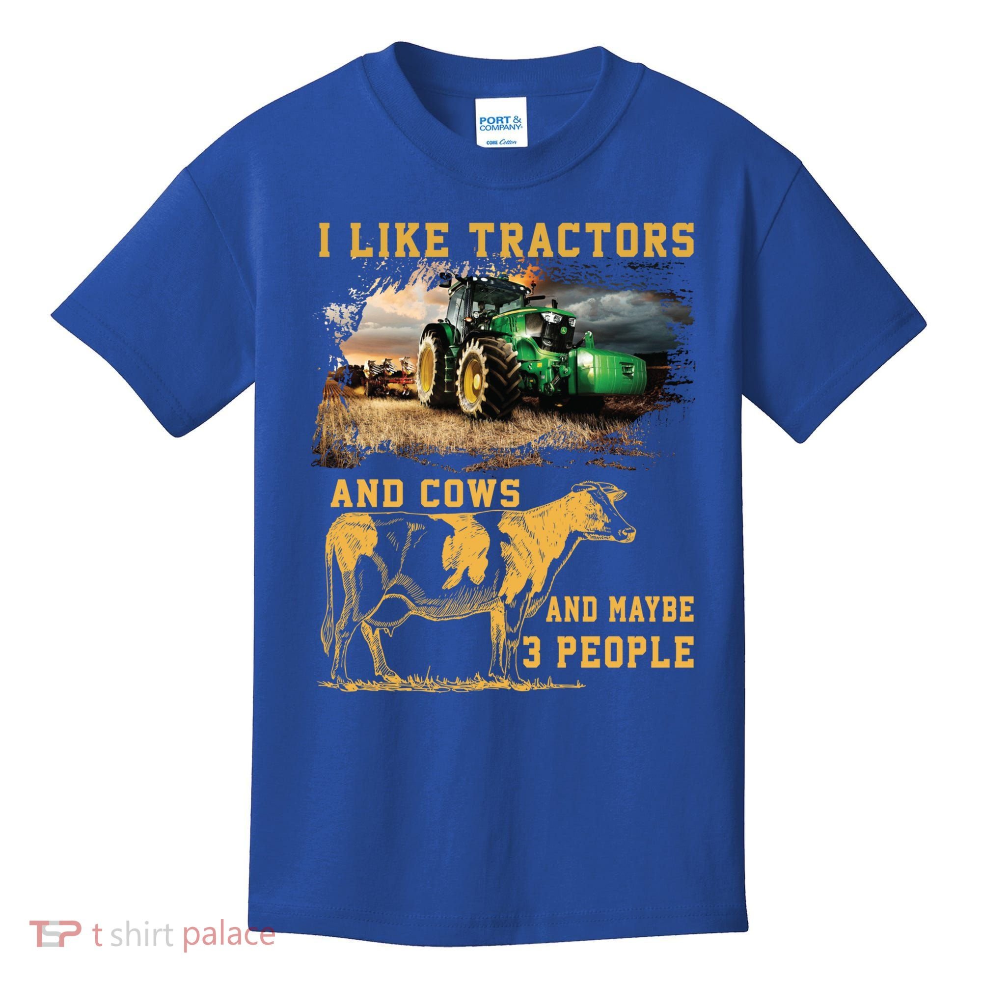 I Like Tractors And Cows And Maybe 3 People Cool Farmer Cool Gift Kids T-Shirt