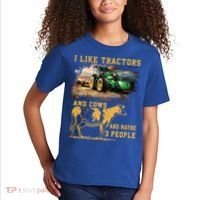 I Like Tractors And Cows And Maybe 3 People Cool Farmer Cool Gift Kids T-Shirt thumb 2