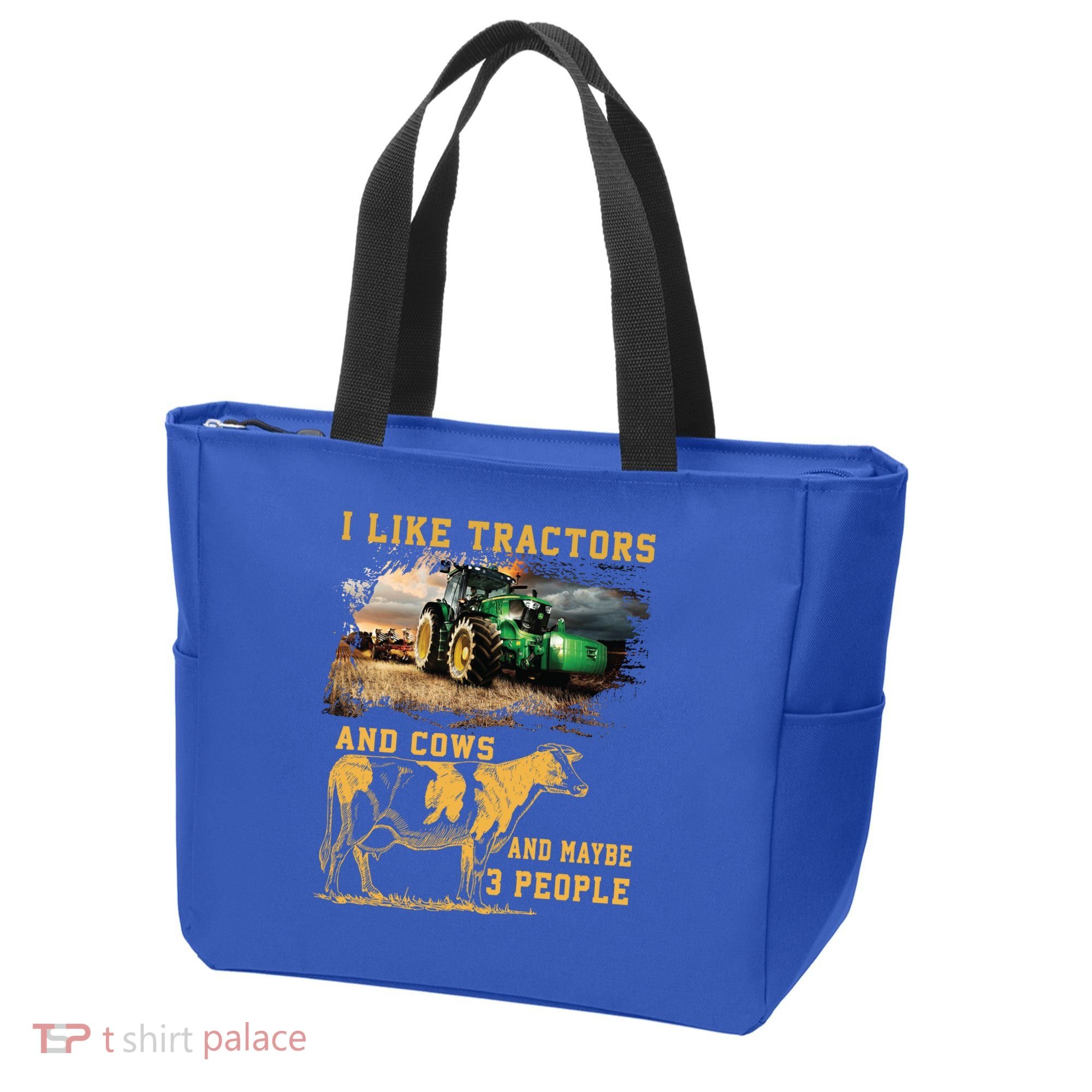 I Like Tractors And Cows And Maybe 3 People Cool Farmer Cool Gift Tote Bag