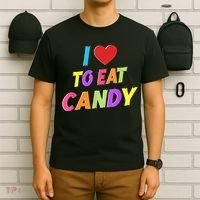 I Love To Eat Candy I Am Candy Funny Couple Matching T-Shirt thumb 6