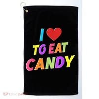 I Love To Eat Candy I Am Candy Funny Couple Matching Golf Towel thumb 0