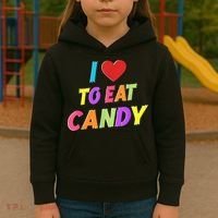 I Love To Eat Candy I Am Candy Funny Couple Matching Kids Hoodie thumb 3