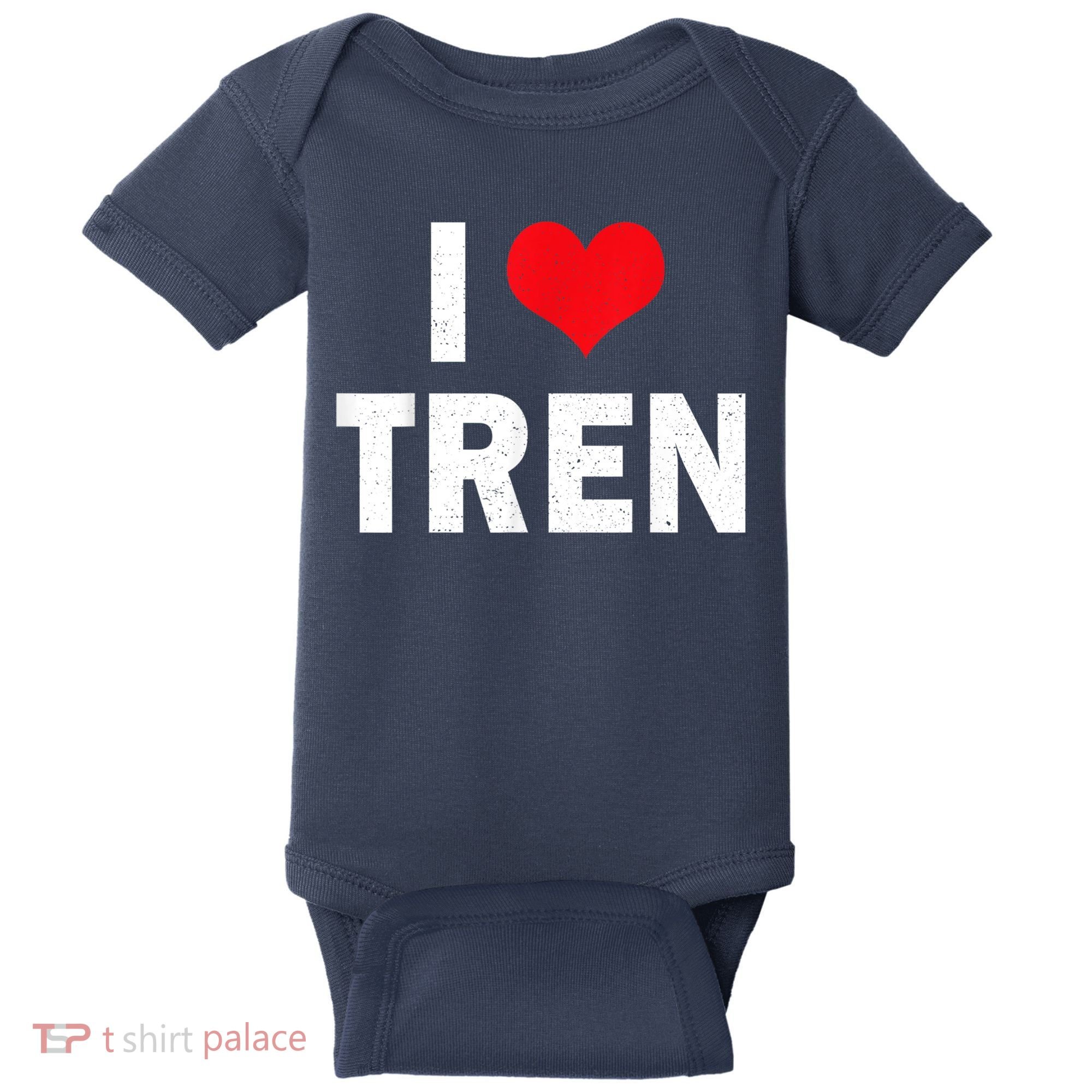 I Love Tren Bodybuilder I Heart Tren Funny Baby Bodysuit