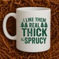 I Like Them Real Thick And Sprucy Funny Christmas Coffee Mug thumb 2