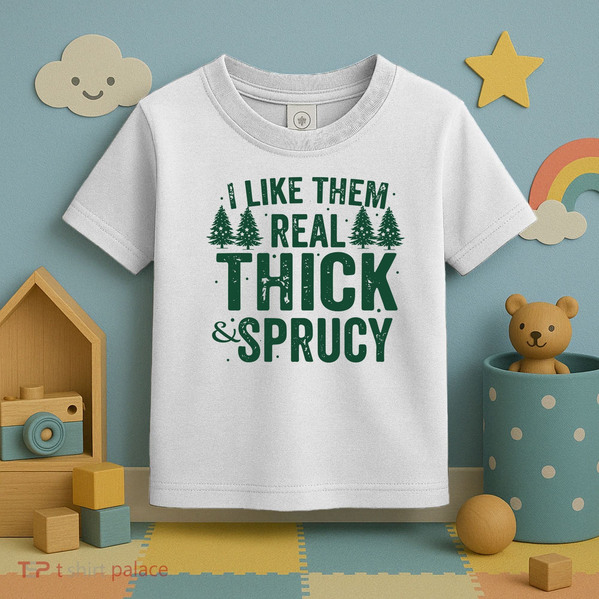 I Like Them Real Thick And Sprucy Funny Christmas Toddler T-Shirt