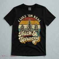 I Like Them Real Thick Sprucey Funny Christmas Tree Vintage Retro T-Shirt thumb 5
