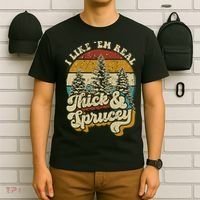 I Like Them Real Thick Sprucey Funny Christmas Tree Vintage Retro T-Shirt thumb 6