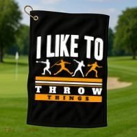 I Like To Throw Things Track And Field Thrower Shot Put Golf Towel thumb 1
