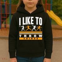 I Like To Throw Things Track And Field Thrower Shot Put Kids Hoodie thumb 3