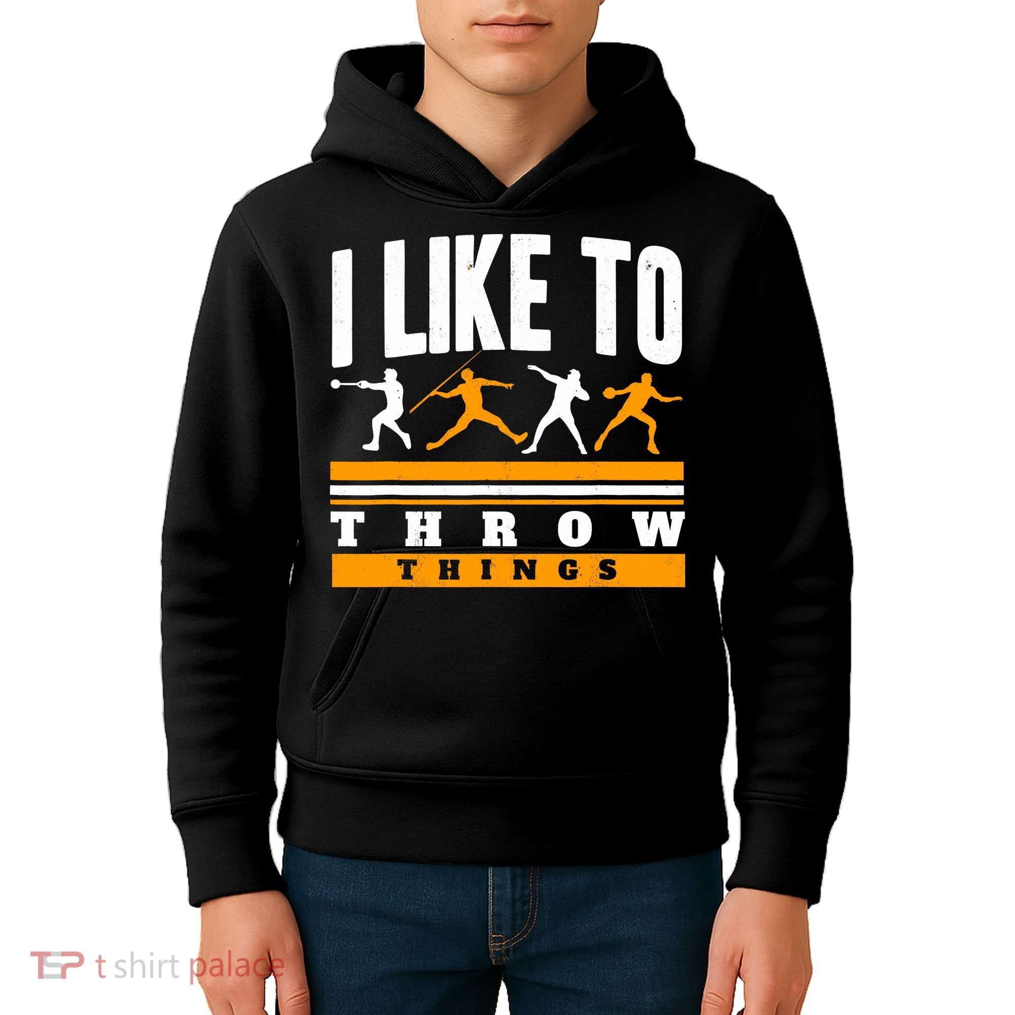 I Like To Throw Things Track And Field Thrower Shot Put Kids Hoodie