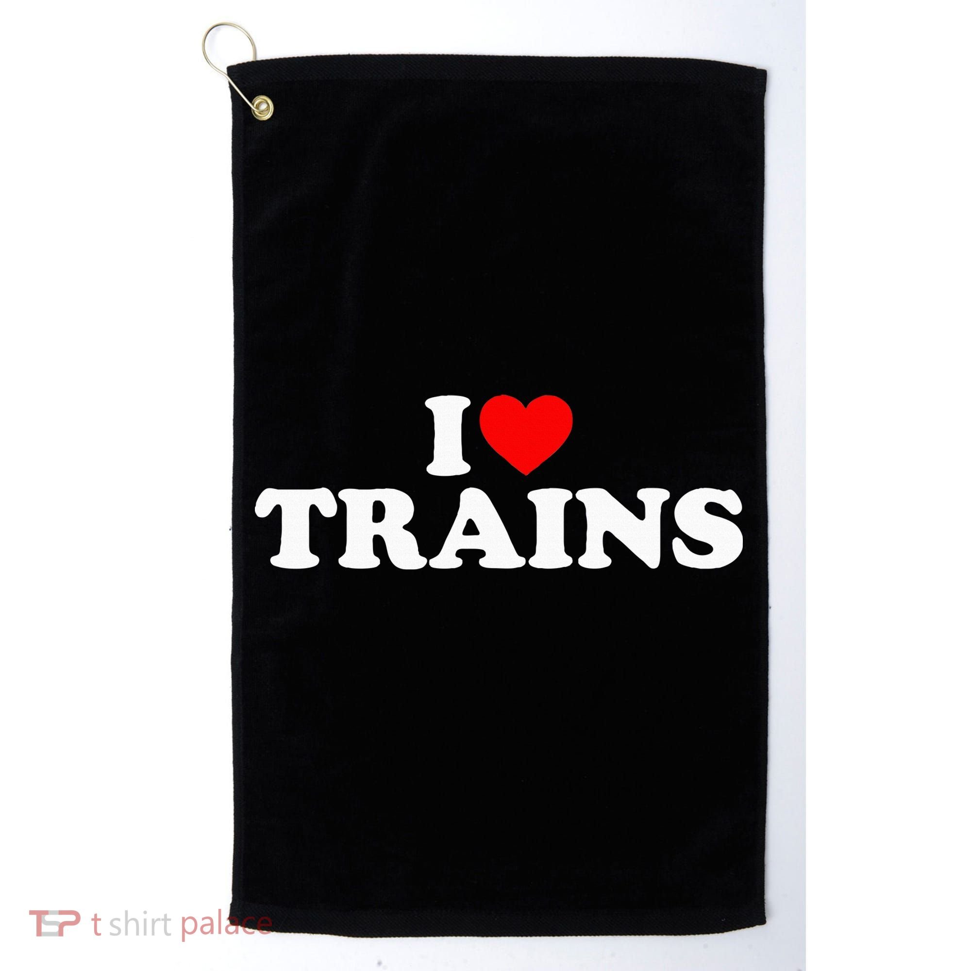 I Love Trains Golf Towel