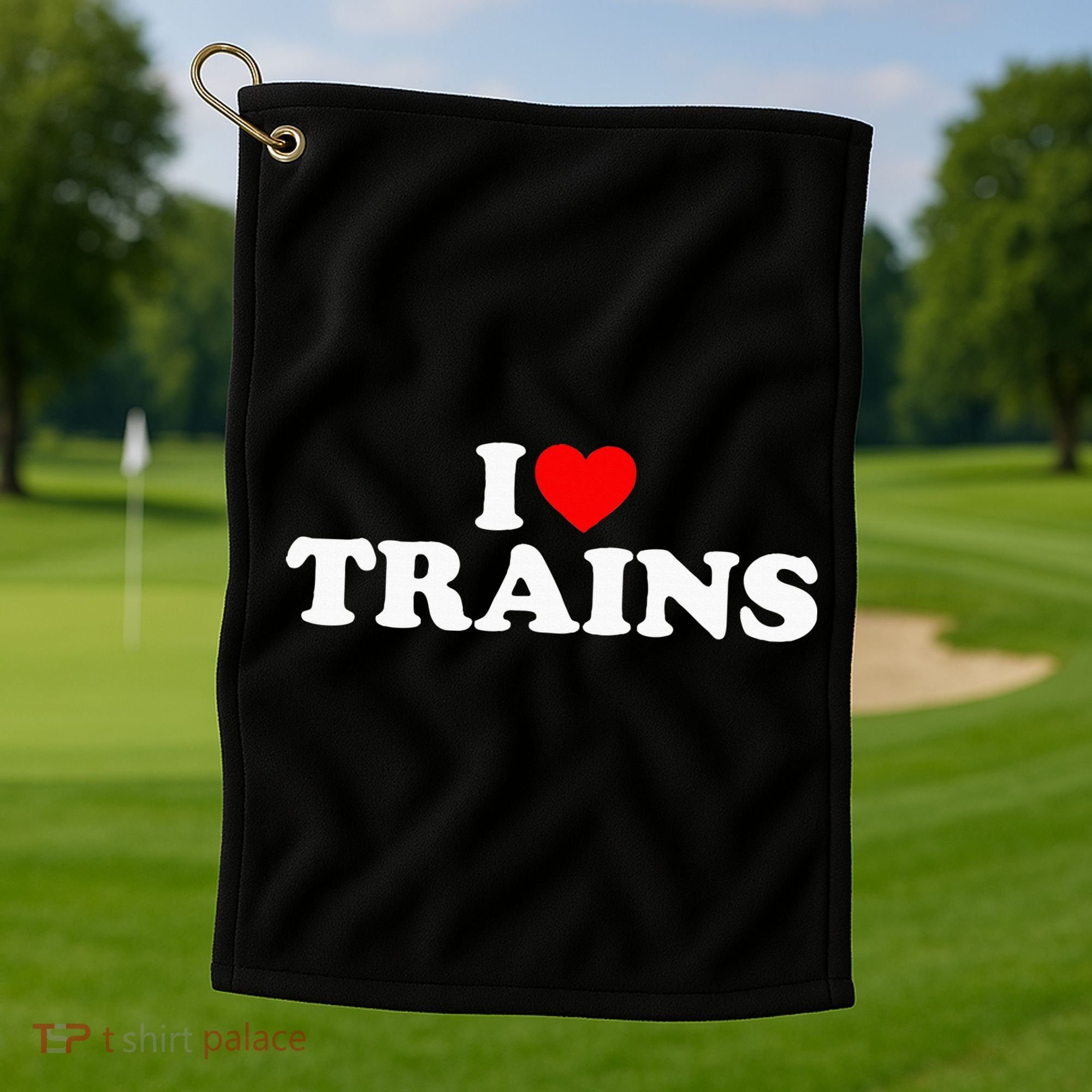 I Love Trains Golf Towel