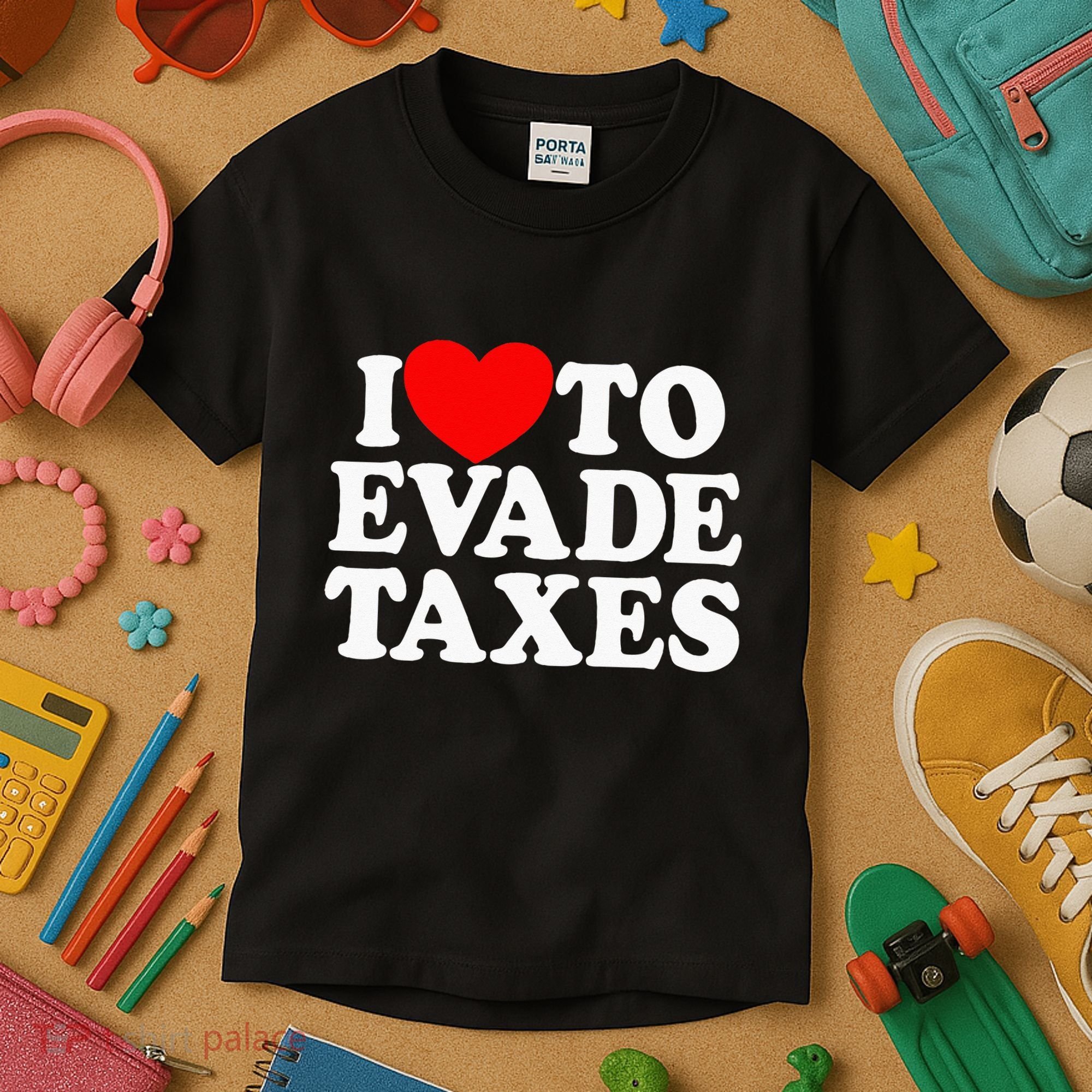 I Love To Evade Taxes Funny Commit Tax Fraud Hate Taxes Kids T-Shirt