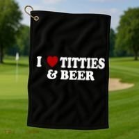 I Love Tittes And Beer Golf Towel thumb 1